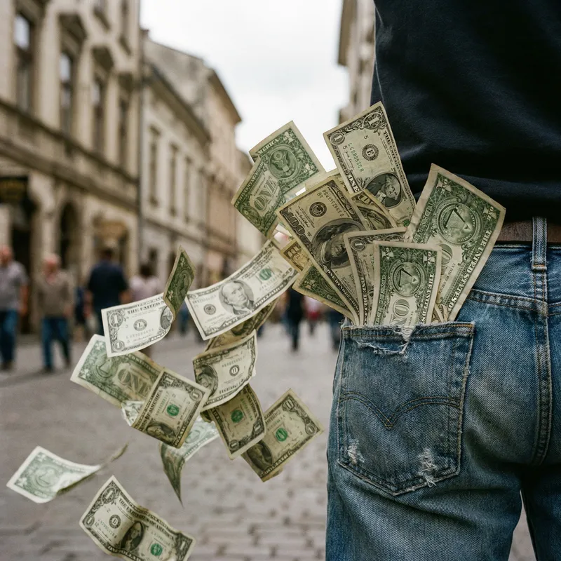 Incredible Visual: Dollar Bills Flying Out of Pocket