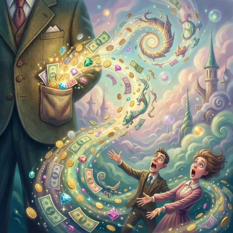 Surreal Money Pocket Fantasy Art | Vibrant Digital Painting