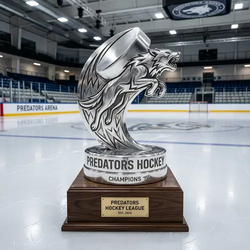 Predators Hockey Trophy - Silver Modern Design | Trophy for Sports Competition