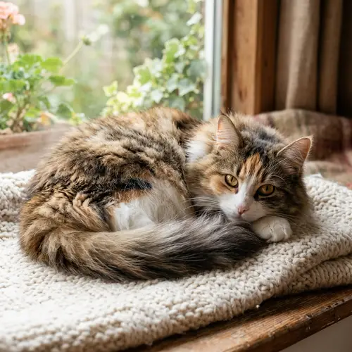 Tranquil Fluffy Feline - Natural Daylight Capture