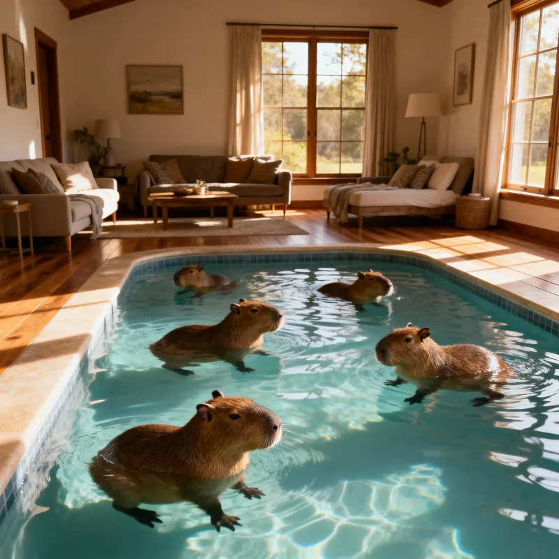 Cozy Capybara Room with Swimming Pool
