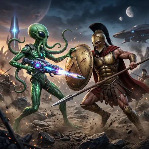 Alien vs Spartan: Epic Battle Showdown