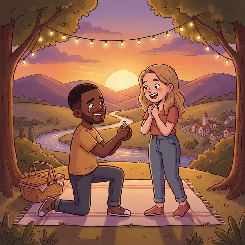 Romantic Marriage Proposal Illustration | Cozy Cartoon Art
