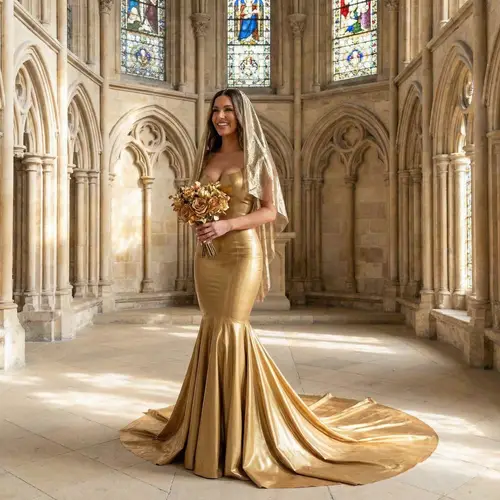 Gold Latex Mermaid Wedding Gown
