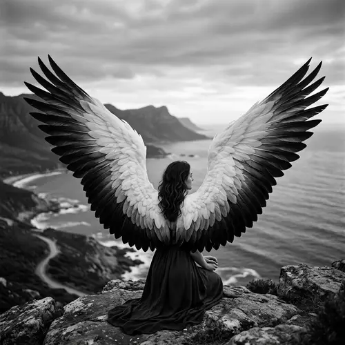 Elegant Black and White Angel Wings