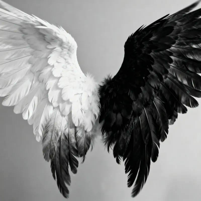Elegant Black and White Angel Wings