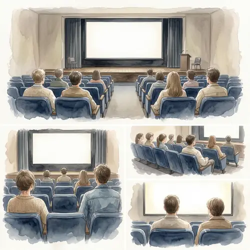 Watercolor Illustration of Auditorium Gathering