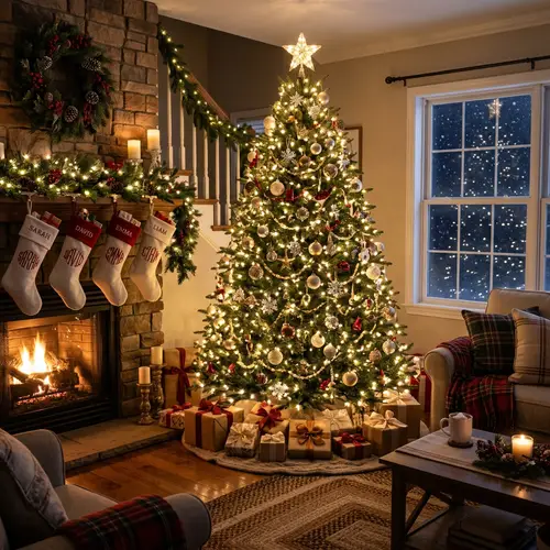 Christmas Home Decor with White Lights