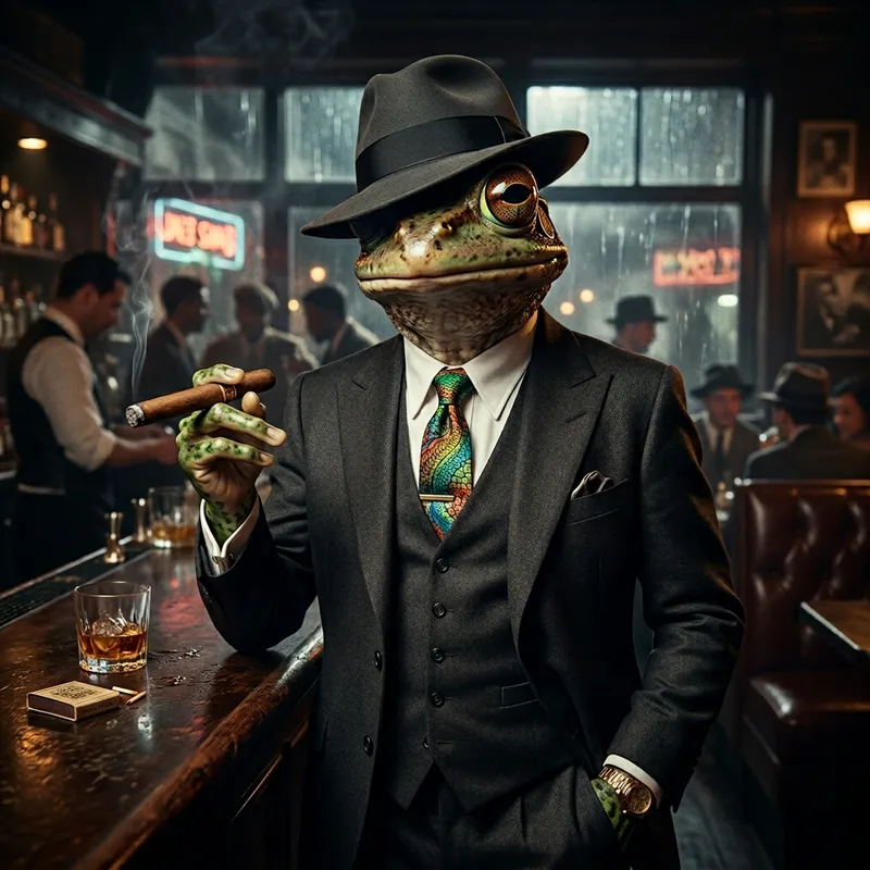 Noir Frog Gangster Character Art