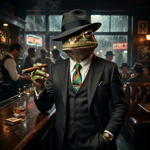 Noir Frog Gangster Character Art