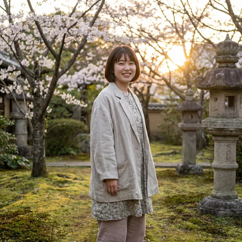 Stylish Japanese Woman in Casual Setting | Radiant Smile & Confidence