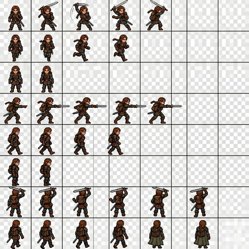 Pixel Art Sprite Sheet: Dungeons & Dragons Character Frames