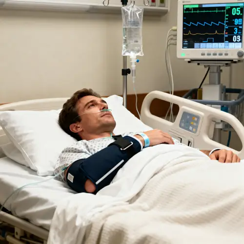 Arm Sling with Hospital Bed Monitors & IV Drips