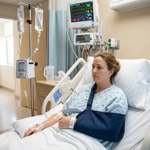 Arm Sling with Hospital Bed Monitors & IV Drips