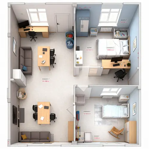 6 Ergonomic Layouts for a 50m² Two-Room Apartment
