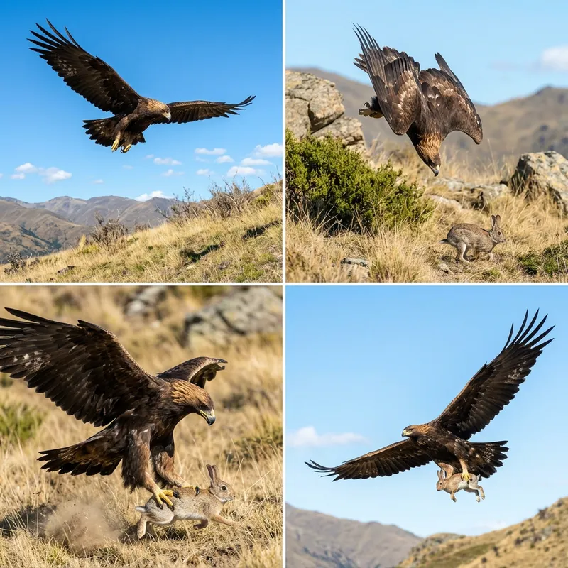 Majestic Eagle Capturing Rabbit in Mid-Flight