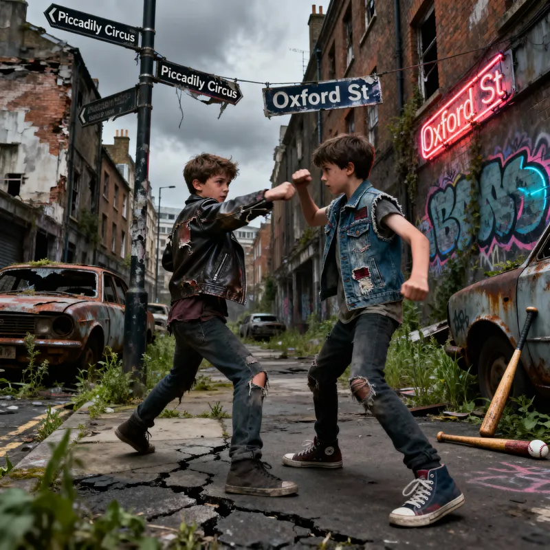 Kids' Street Fight in Post-Zombie London