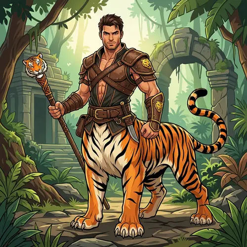 Half Human Half Tiger Character Vector Art