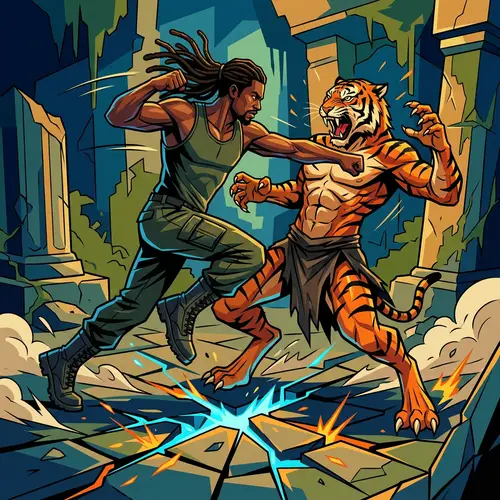 Epic Dreadhead vs Cursed Half-Tiger Combat Scene