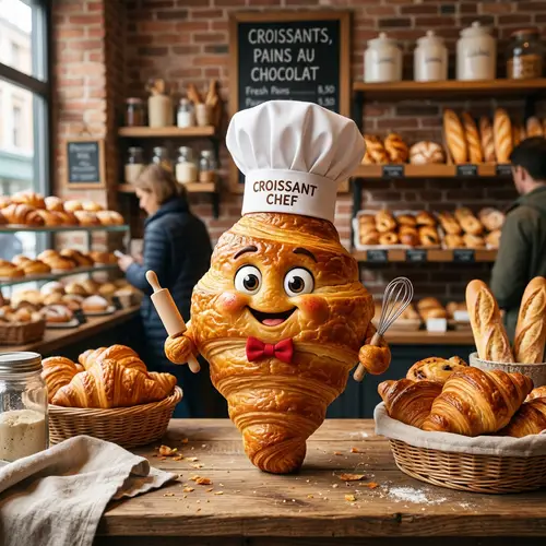 Delicious Chef Croissant Mascot Design