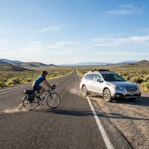 A Car and Bicycle on the Endless Road