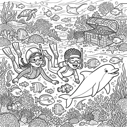 Undersea Adventure Coloring Book for Children | Dive into the Depths