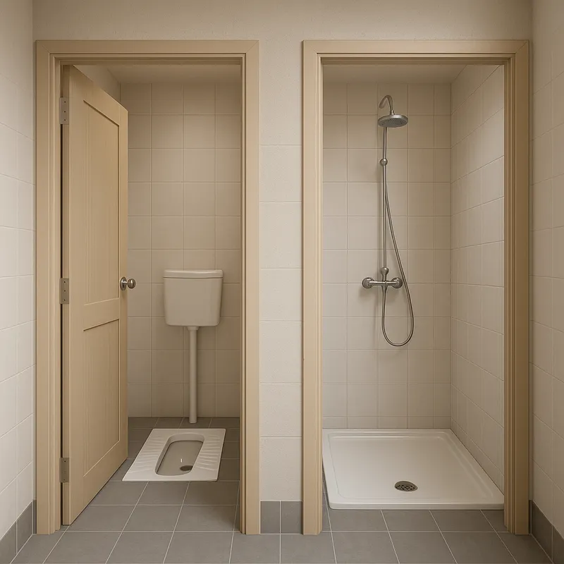 Under Stairs Space for Shower & Squat Toilet Design