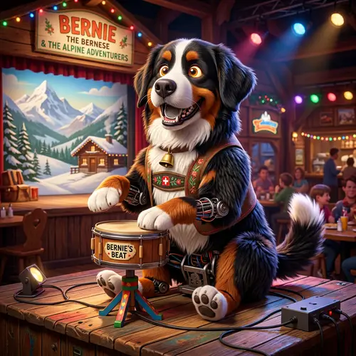 Bernese Mountain Cartoon Animatronic Fun