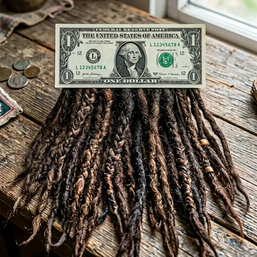 One Dollar Bill with Intricately Woven Dreadlocks