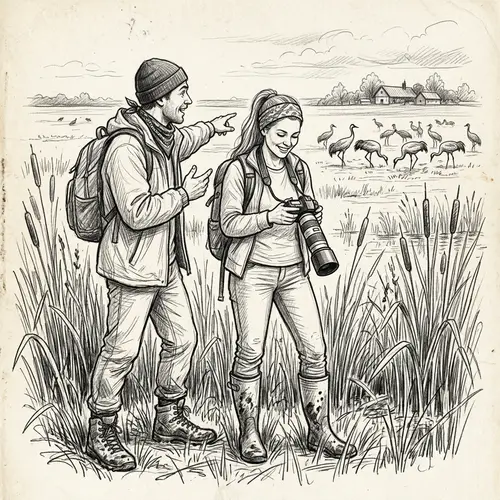 Nature Photographers in Pencil Sketch Style
