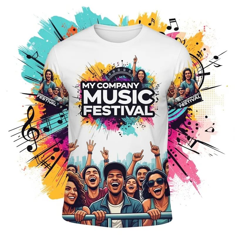 Musical Theme T-Shirt Design with Company Logo