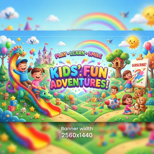 3D Fun YouTube Banner Designs for Kids