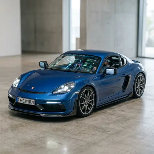 Futuristic Porsche 718 Cayman-Inspired Sports Car with Innovative Screen Mirrors