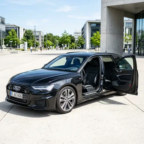 Sleek Black Audi Car with Doors Open | Luxurious Interior