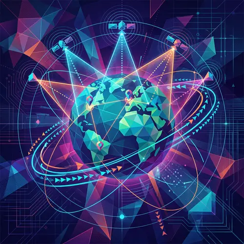 Geometric GPS Technology Art | Positioning & Navigation Design