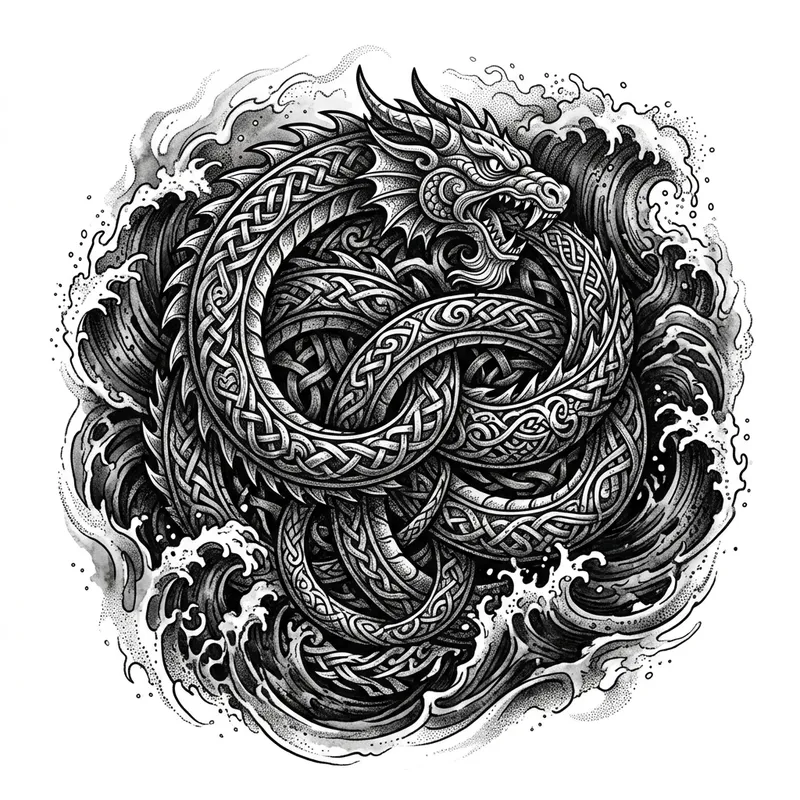 Jörmungandr Tattoo Design | Viking Art Style