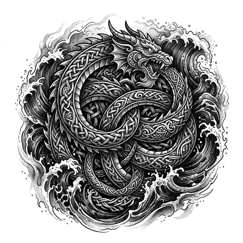 Viking Mythical Creature Tattoo Design | Jörmungandr Art