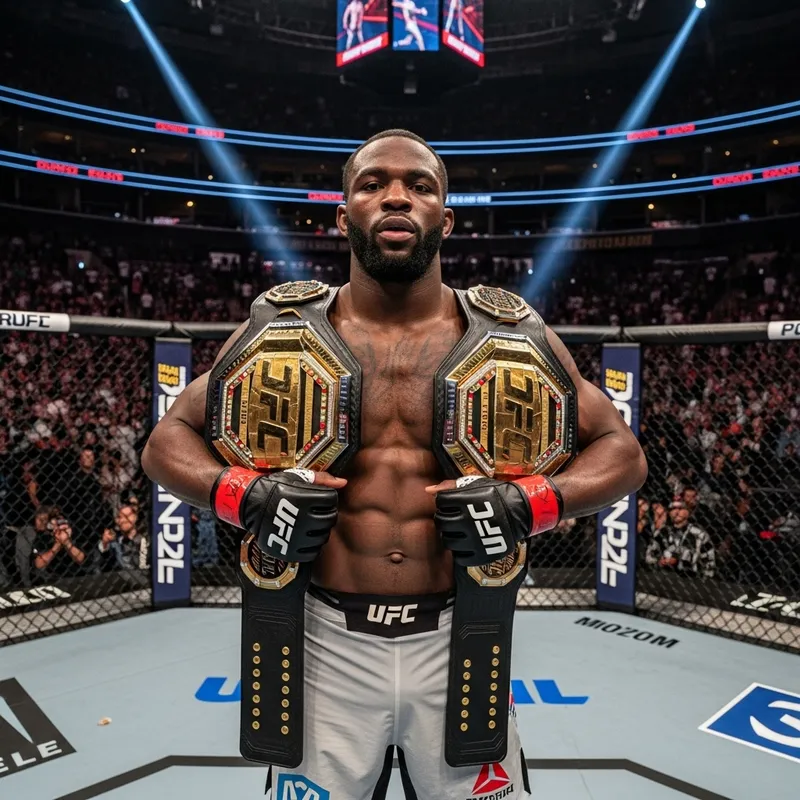 African American MMA Champion with Two Belts