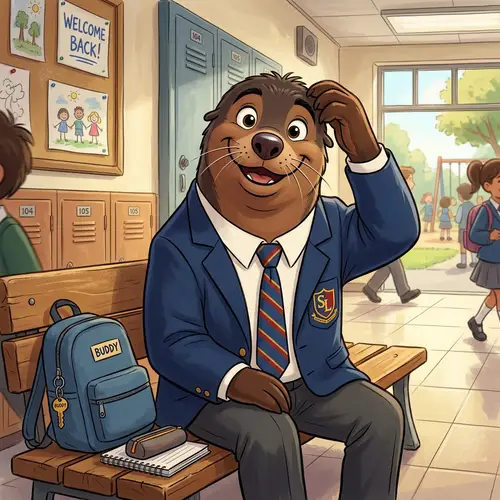 Adorable Sea Lion in School Uniform Animation