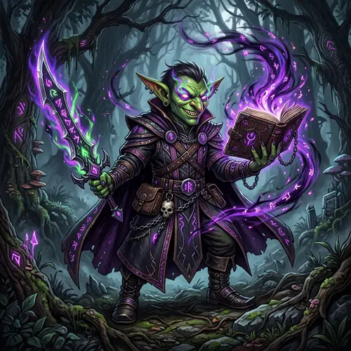 Male Goblin Warlock Hexblade - DND Fantasy Art