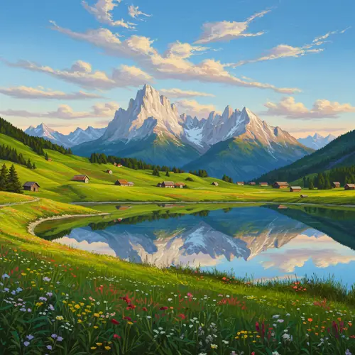Tranquil Mountain Landscape with Serene Lake