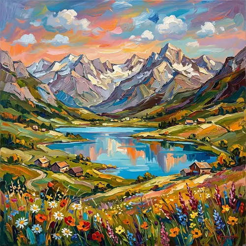 Tranquil Mountain Landscape with Serene Lake