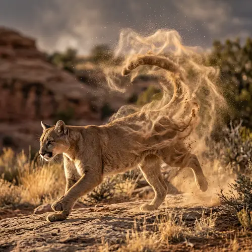 Puma Transformation: Dynamic Change into Fine Powder Cloud