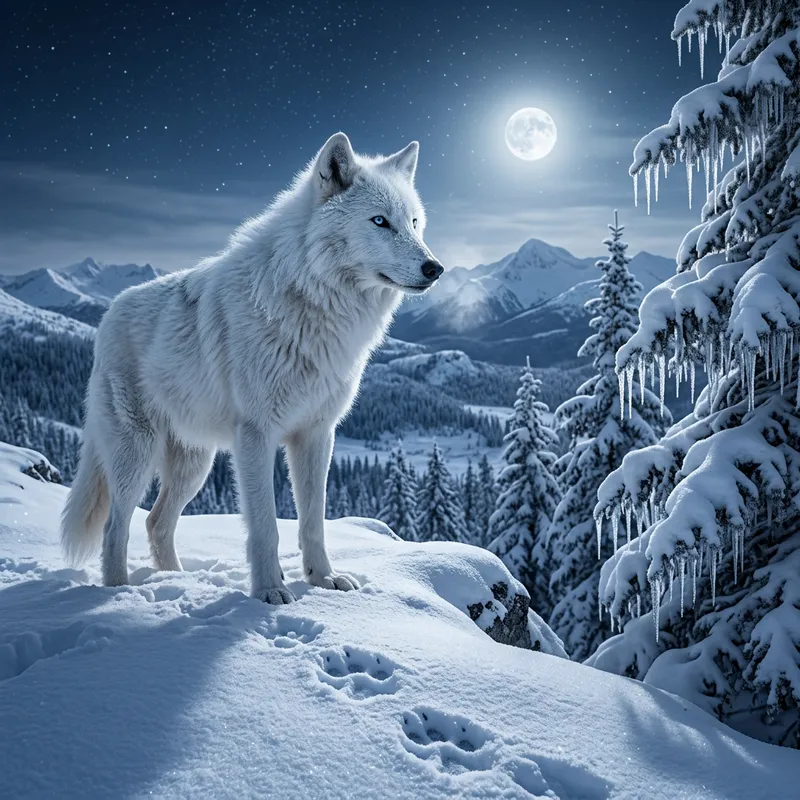 Majestic White Wolf Image