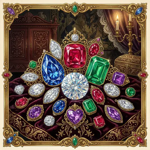 Exquisite Victorian Gemstones Illustration