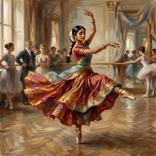 Elegant South Asian Dancer in Vibrant Gown