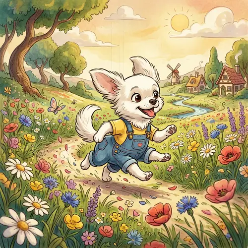 Whimsical White Chihuahua in Floral Wonderland