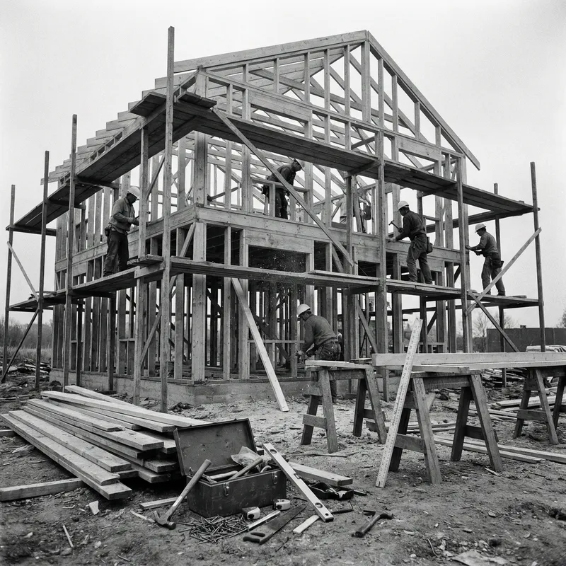 Constructing Two-Story Wooden House: Tools & Construction Process