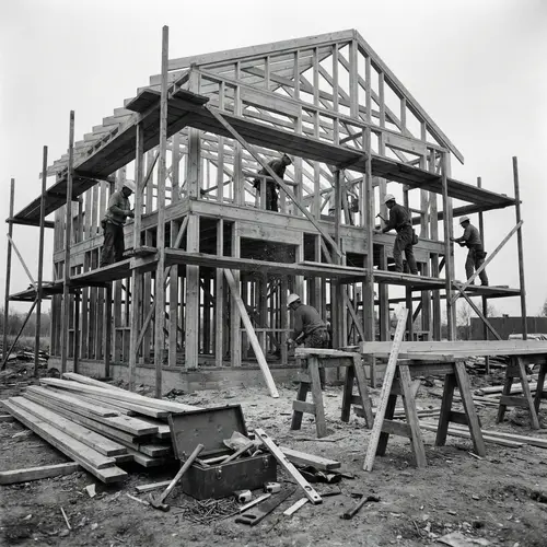 Constructing Two-Story Wooden House: Building Process