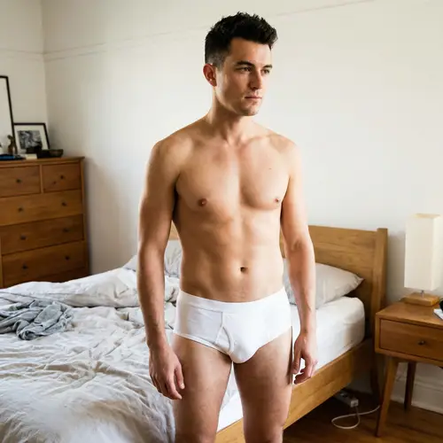 Shirtless Man in White Briefs - Stunning Photo